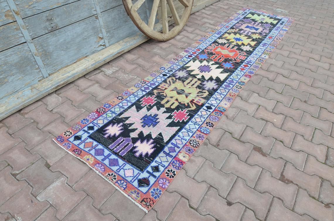 78x350 Cm Bohemian Runner, Turkish Runner, Geometric Runner, Hallway Runner, Oushak Runner, Handmade, Wool Runner, Home Decor, Colorful Rug photo furniture