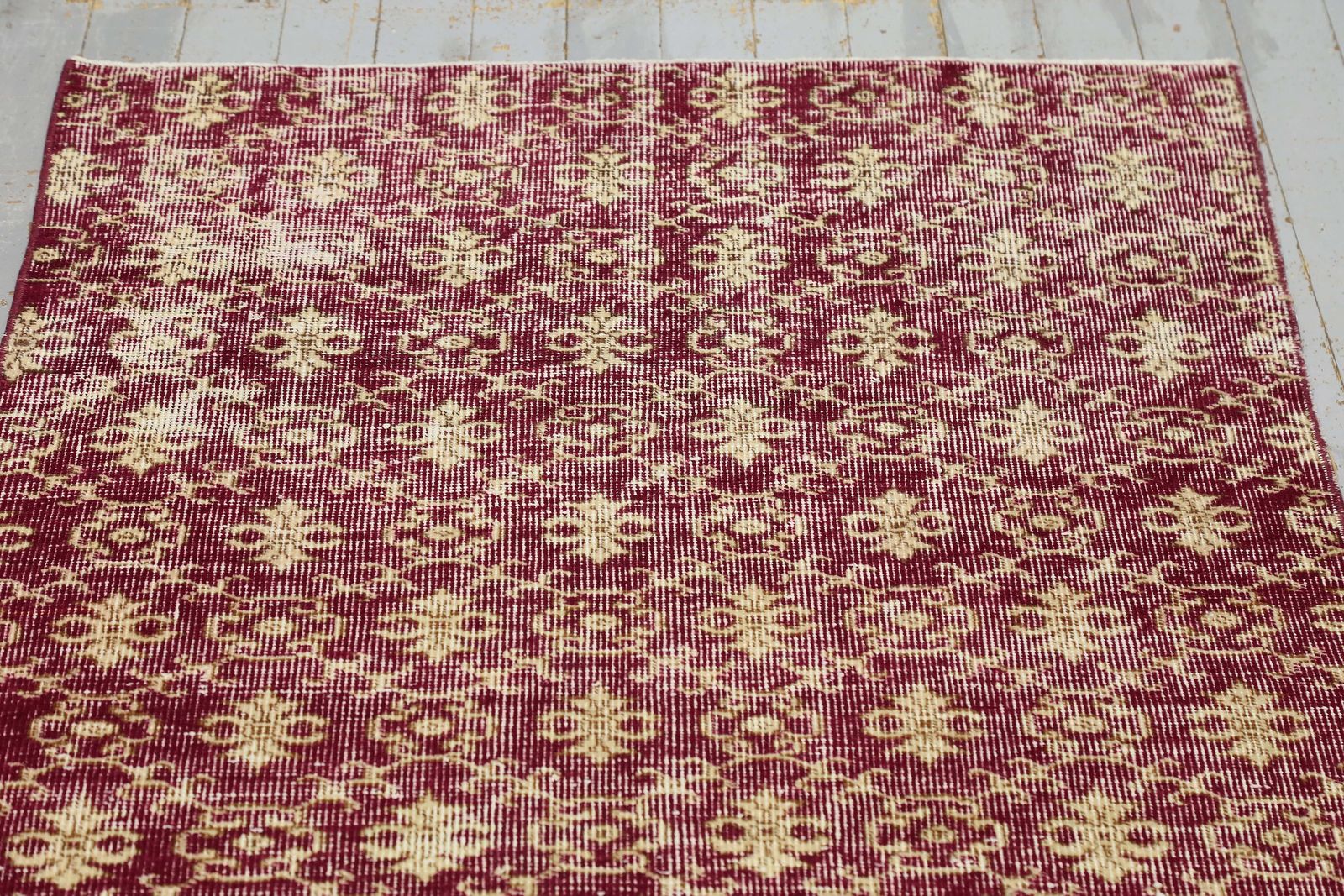 97x232 Cm Turkish Runner, Vintage Runner, Distressed, Oushak Runner, Bohemian, Wool, Red, Runner Rug, Ikat, Yellow, Rugs photo Textiles