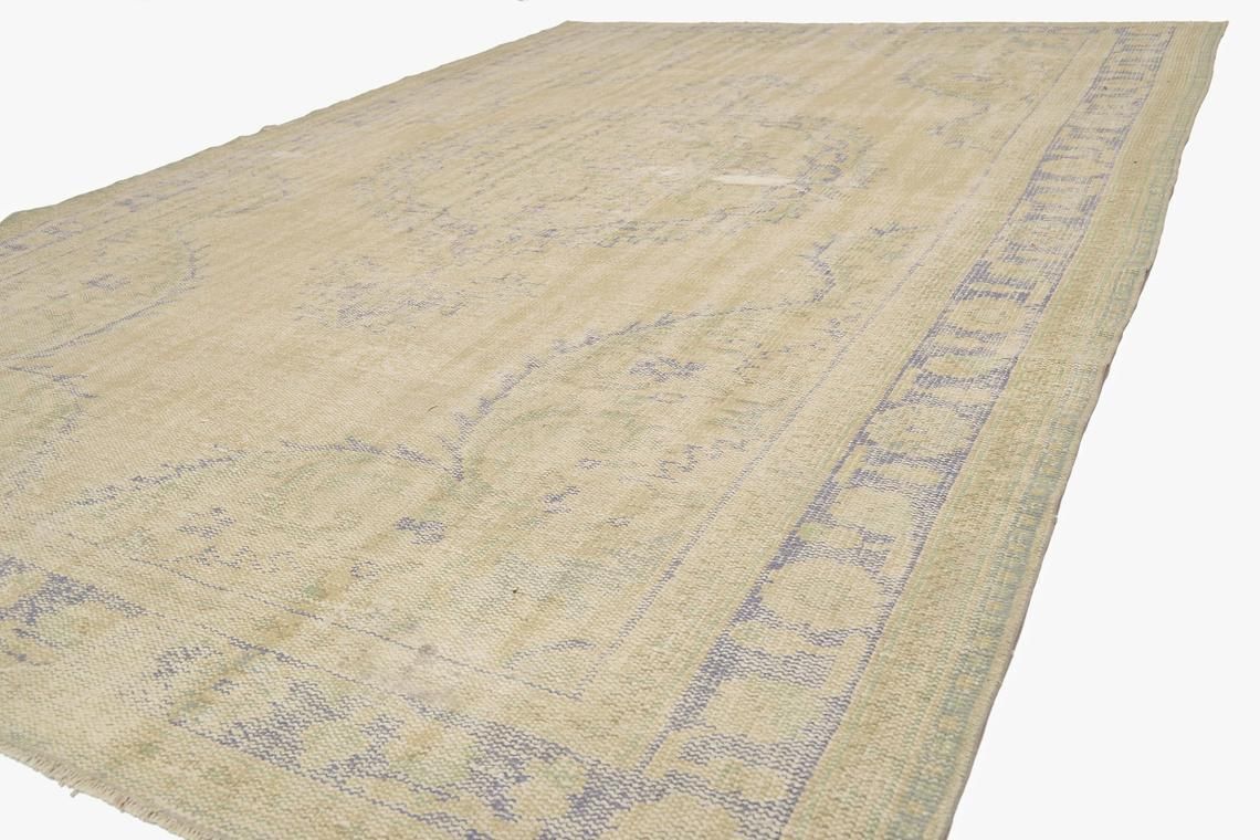 6.7x10.3 Ft, Faded, Turkish Rug, Vintage Rug, Oushak Rug, Area Rug, Wool Rug, Room Decor, Living Room Rug, Farmhouse Decor, Handmade, Beige photo Textiles