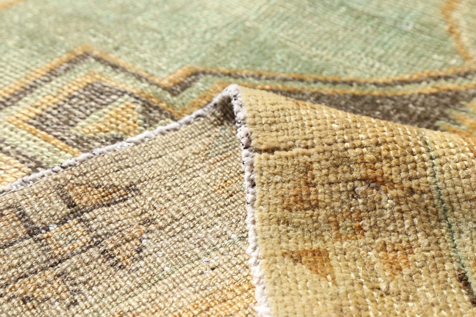 photo furniture 108x322 Cm Jade & Beige, Turkish Rug Runner, Hallway Runner Rug, Runner Rug, Turkish Rug, Handwoven Rug, Faded Orange Beige Oushak Boho