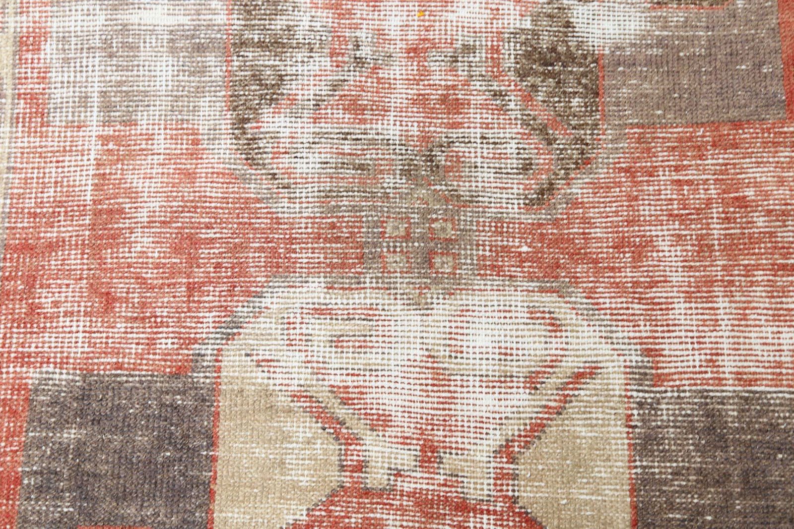 109x370 Cm Turkish Runner, Faded Red, Brown, Turkish Rug Runner, Runner Rug Red, Oushak Rug,Distressed Rug, Runner, Red photo buy
