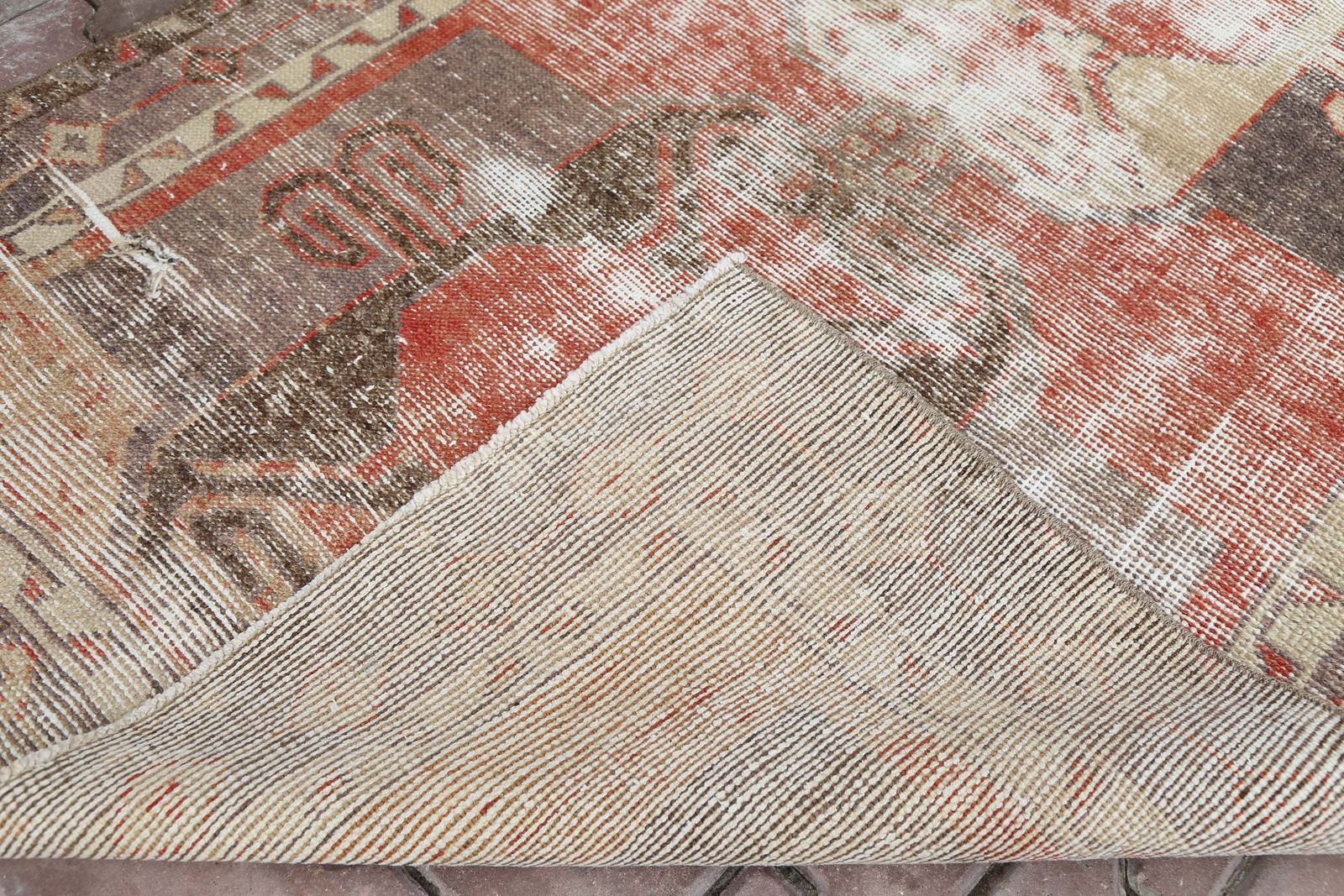 photo furniture 109x370 Cm Turkish Runner, Faded Red, Brown, Turkish Rug Runner, Runner Rug Red, Oushak Rug,Distressed Rug, Runner, Red