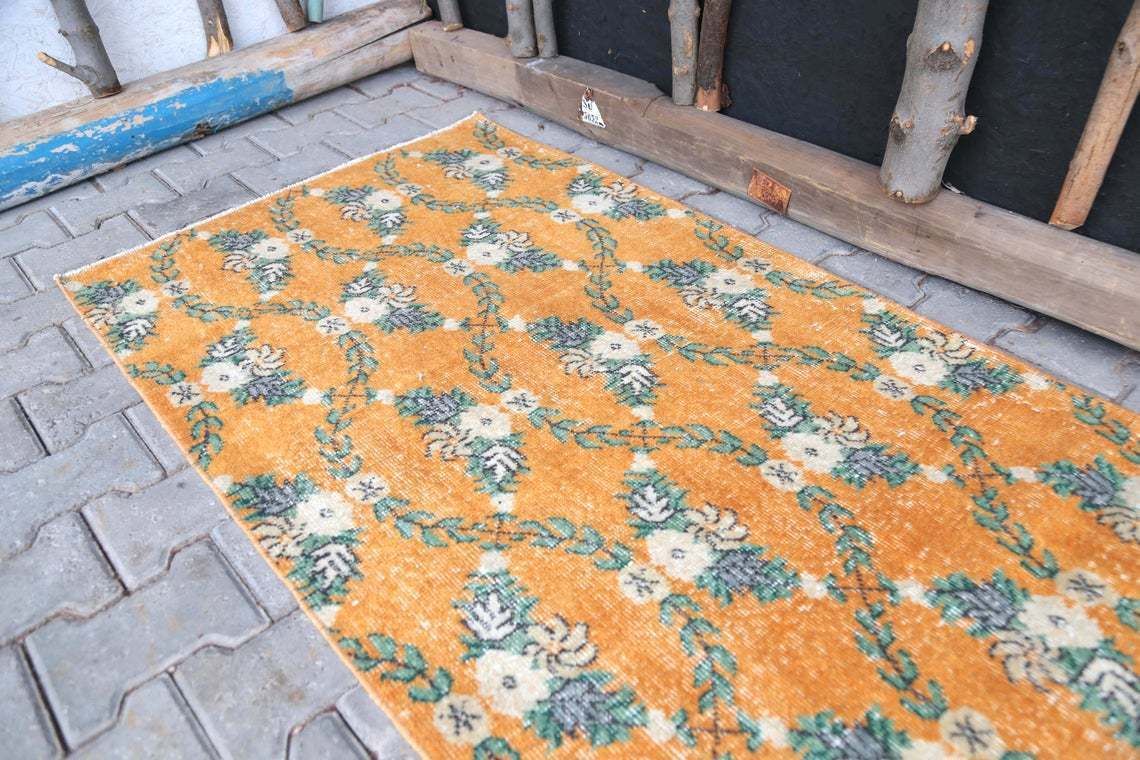 2'8x8'8 Ft, Turkish Runner Rug, Entryway Rug, Floral Rug, Farmhouse Rug, Decor Rug, Oushak Rug, Bathroom Rug, Authentic Rug, Handmade Rug photo 355.0