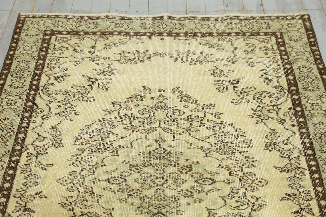 Turkish Rug 4x6, Vintage Rug, Area Rug, Oushak Rug, Rugs, Wool Rug, Beige Rug, Bohemian Rug, Cotton Rug, Oriental Rug, Kitchen Rug, 4.1x6.9 photo 200.0