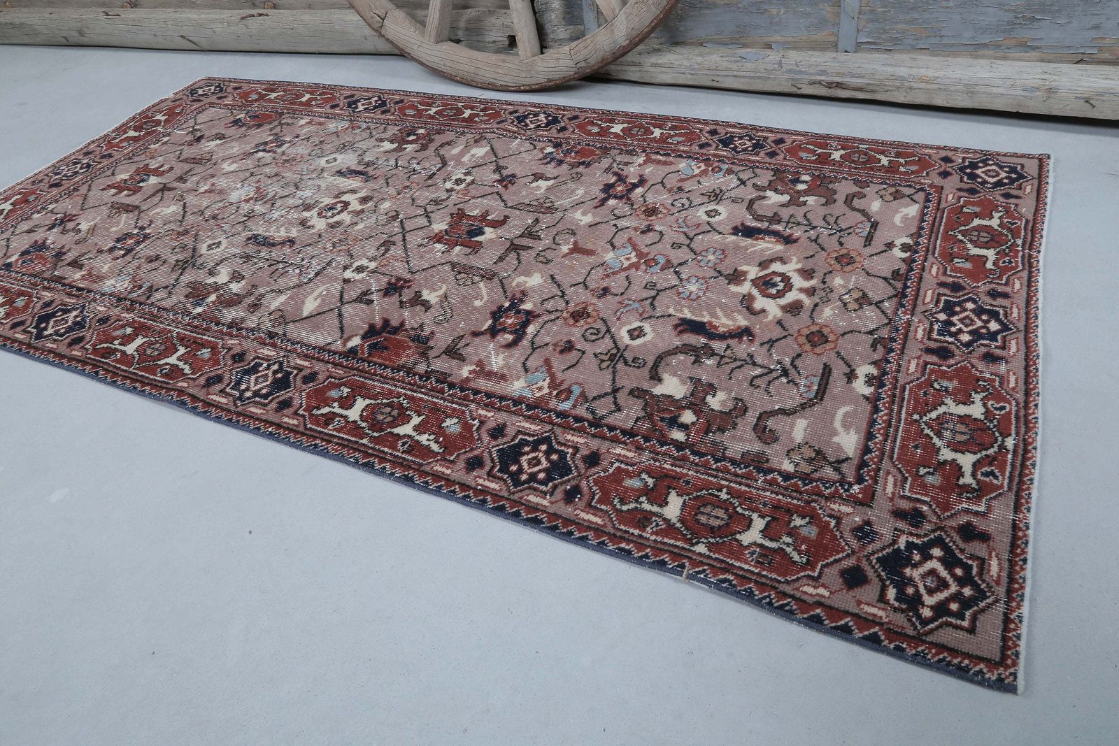 Turkish Flat Weave Aztec Oushak Rug, Turkish Rug, Tapis Vintage Teppich Rugs, Red Pink, Wool, Handwoven photo 388.0