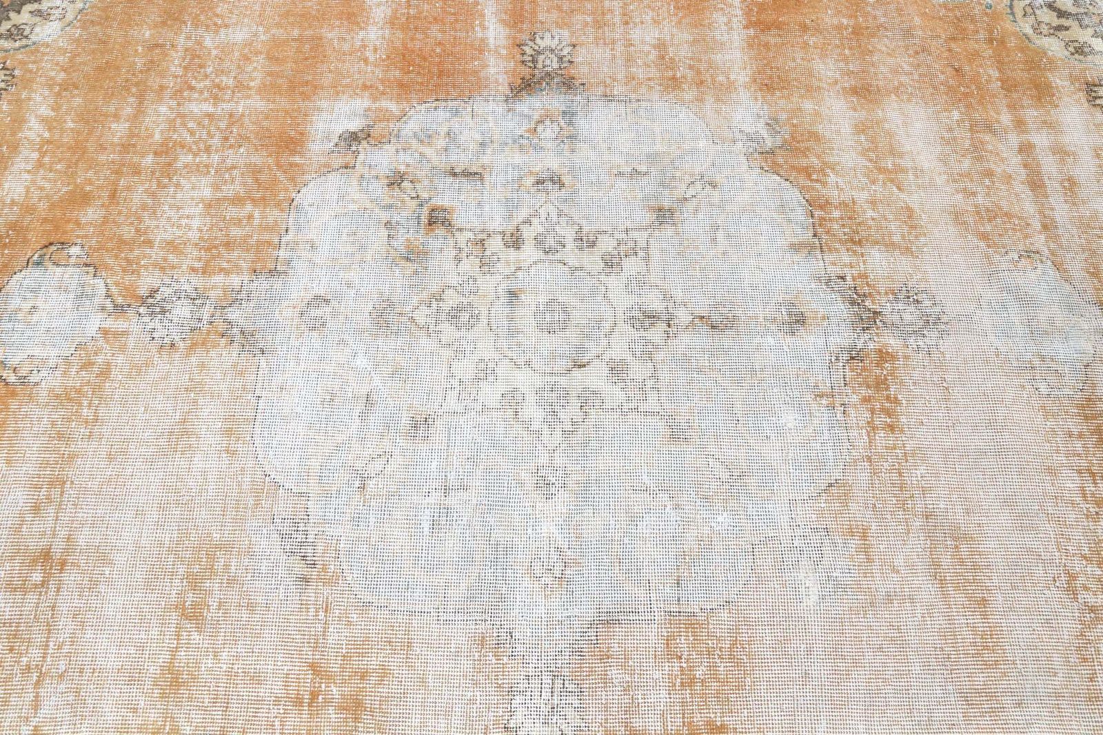 Mediterranean Area Rug, Handmade Rug, Faded Orange Oushak Rug, Anatolian Turkish Rug, Vintage Boho Chic Luxury Natural, Organic photo 798.0