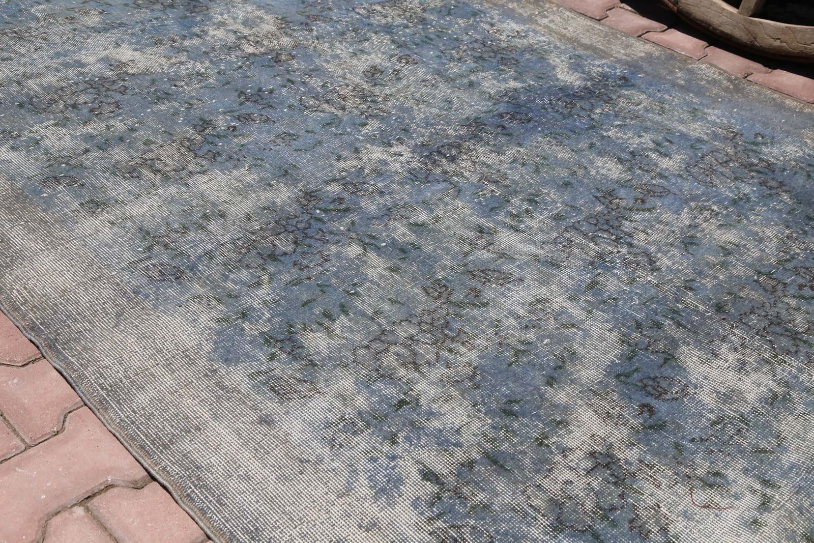 Turkish Rug, Blue Area Rug, Oushak Rug, Blue, Home Decor, Bedroom Decor, Farmhouse, Room Distressed, Hand Knotted Rug, Faded Brown photo 476.0