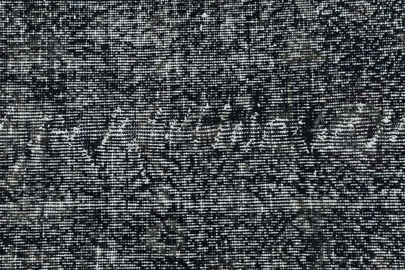 Handmade Vintage Rug, Over Sized Black Navy Blue Oushak Area Turkish Rug, 6.8x10.6, Vintage Bohemian Rug, Wool Rug, Carpet Distressed Modern photo vinterior