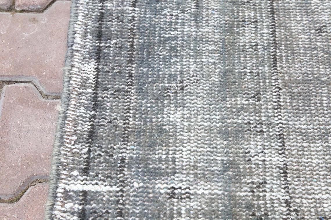 5.7x9.2, Distressed Turkish Faded Vintage Rug, Alfombra, Oushak Home Decor, Grey Traditional Area Wool Rug, Turkey, Tealish Gray Boho Chic photo Textiles