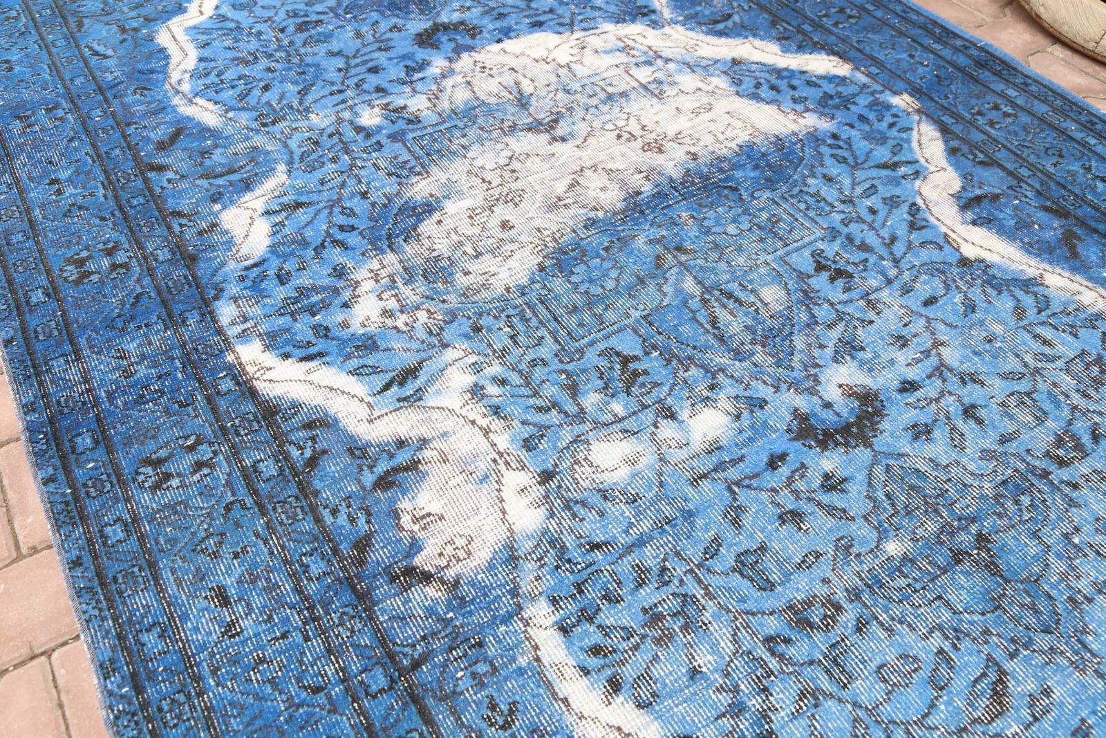 Modern Art, Vintage Rug, Blue, Turkish Rug, Oushak Rug, Area Rug, Blue Rug, Turkey Rug, Home Decor, Carpet, Oriental Rug, Wool Rug photo Textiles