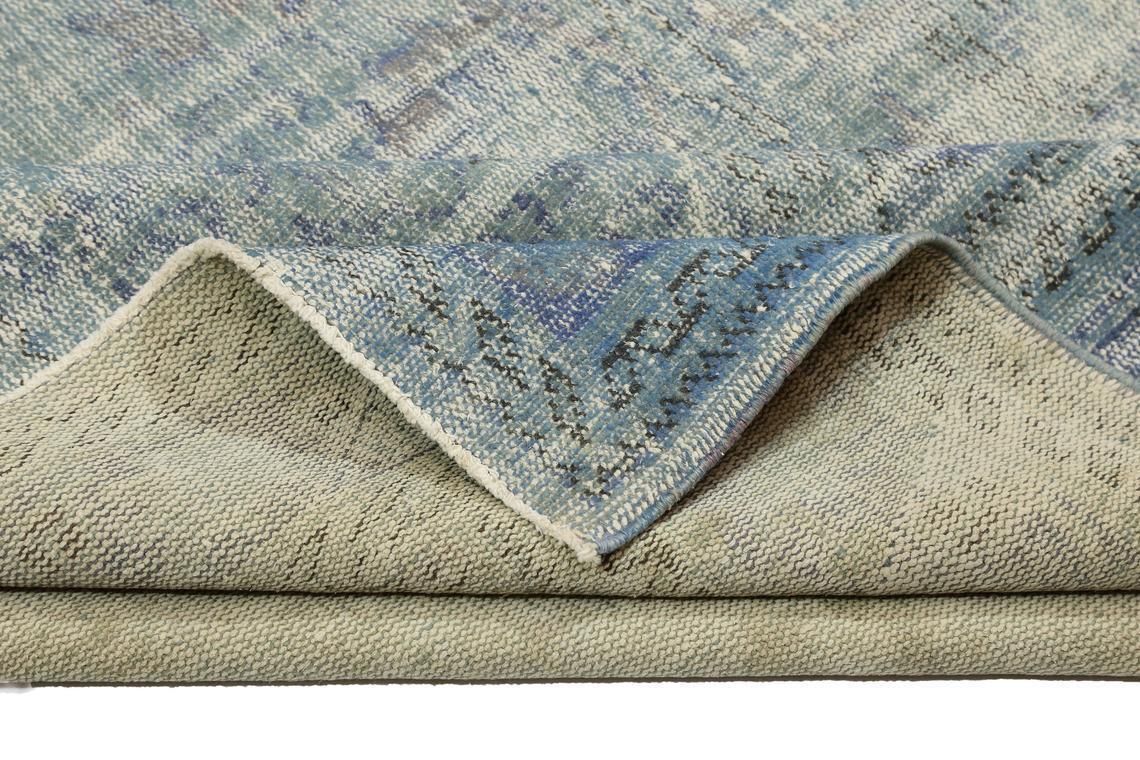 photo furniture 7.1x10.4, Turkish Vintage Area Rug, Oushak Wool Rug, Room Decor, Floral, Living Room Rug, Distressed, Faded Blue, Beige Light Blue Natural
