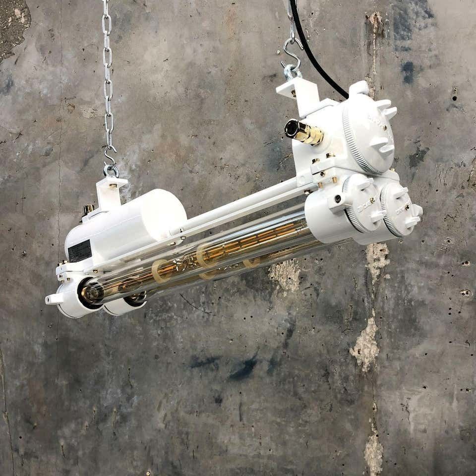 photo for sale Vintage Industrial Edison L.E.D Flameproof Tube Ceiling Strip Light In White