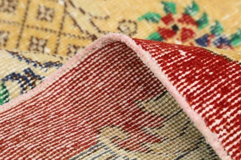 photo for sale 5.5x9.1, Antique Turkish Rug, Bohemian Rug, Natural Oushak Rug, Turkey Rug, Area Rug Carpet Beige Red Green Floral Wool Rug, Floral Rug