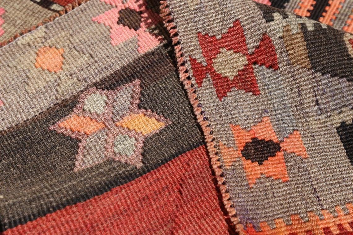 photo for sale 5x16 Kilim, Flatweave Rug, Wide Runner, Runner Rug, Wide Runner, Hallway Runner, Vintage Red, Modern, Black, Brown Pink Geometric Floral