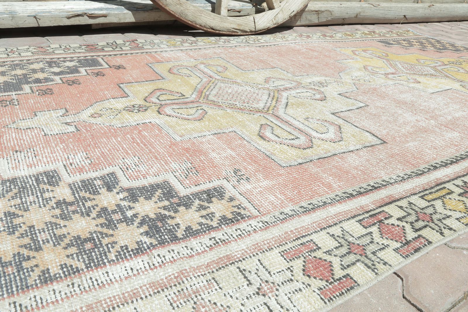 Distressed Neutral Boho Chic Vintage Rug, Natural Bohemian Handmade, Small Anatolian, Turkish Rug, Antique Rug photo buy