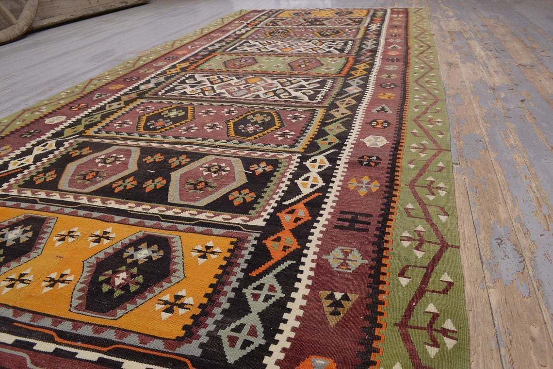 52x116, Wide Runner Turkish Kilim Flatweave Runner, Vintage Oushak Kilim, Kelim, Tapis, Hallway Turkish Runner, Ethnic Farmhouse Decor photo furniture