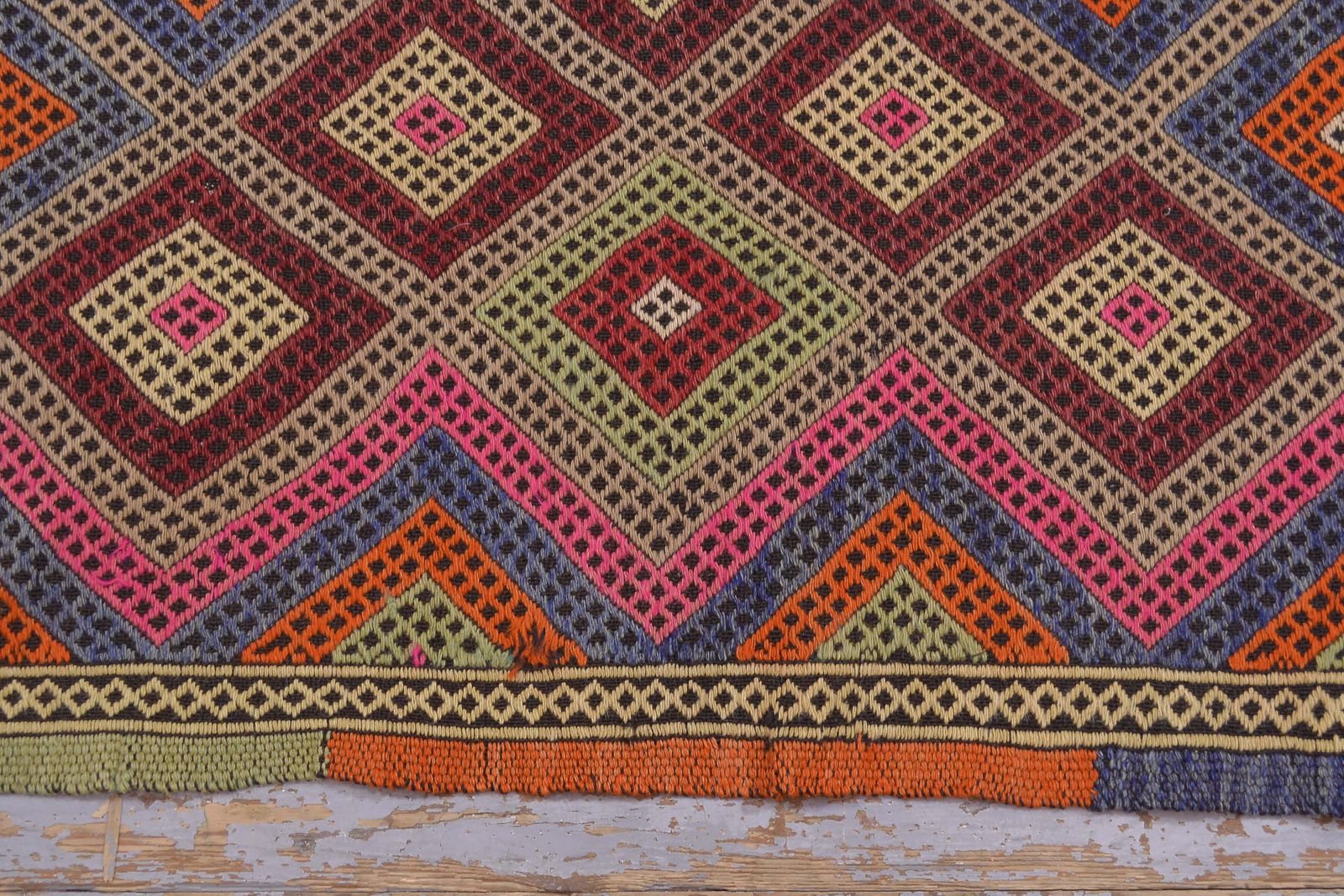 Turkish Kilim, Flatweave Rug, Vintage Kilim, Oushak Kilim, Farmhouse Deco, Turkish Rug, Kelim Pink Orange photo vinterior
