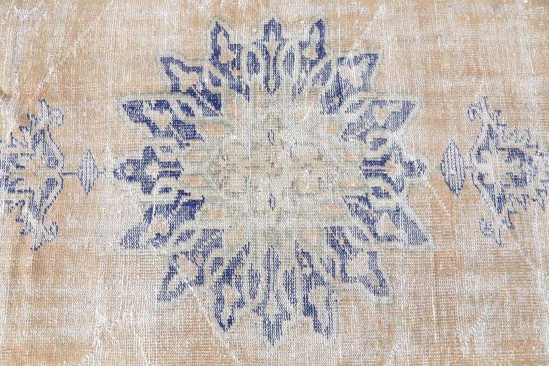 7x10 Heritage, 6.5x9.5, Turkish Vintage Area Oushak Rug, Oriental Bohemian Rug, Wool Cotton Rug, Home Decor, Rugs, Carpet Navy Blue Beige photo for sale