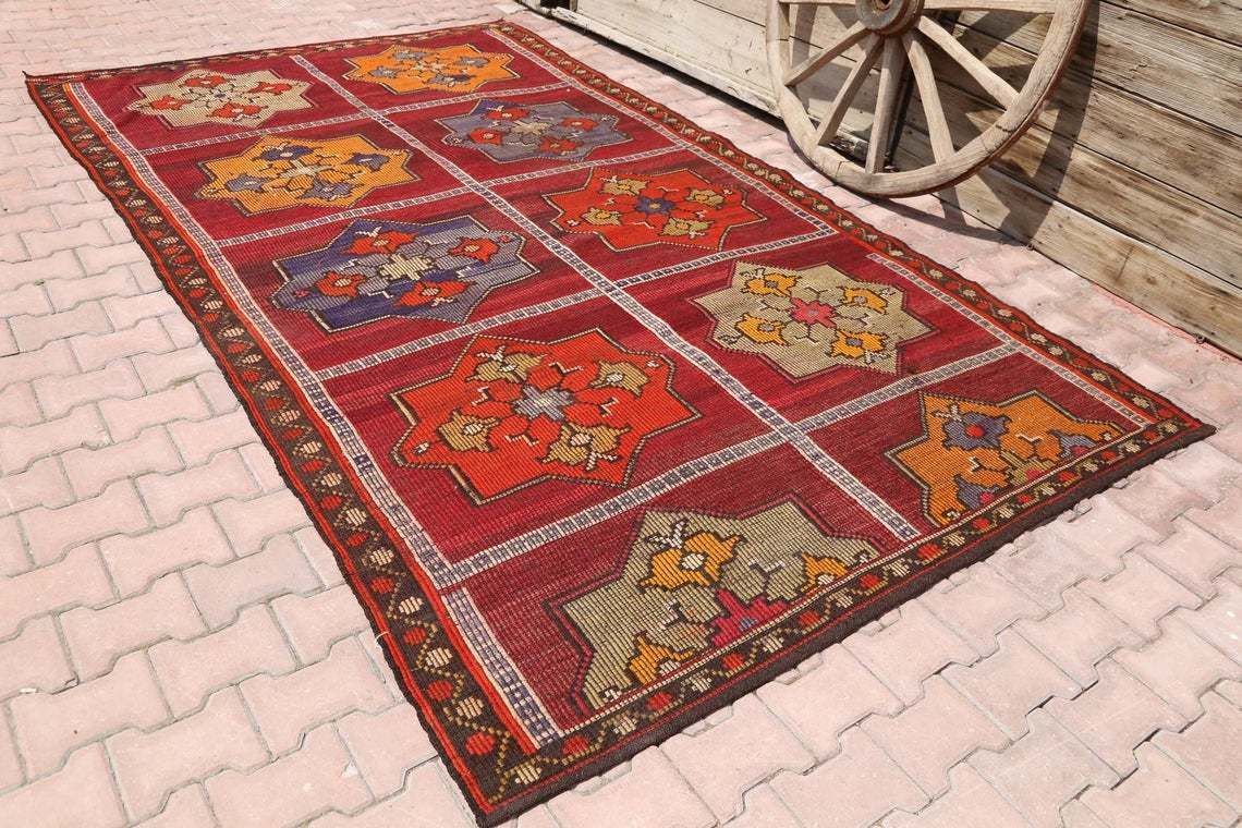 6.7x11.2, Flatweave Rug, Kilim, Turkish Rug, Kilim Rug, Area Rug, Vintage Rug, Oushak Rug, Rugs, Traditional Rug, Wool, Home Decor, Turkey photo furniture