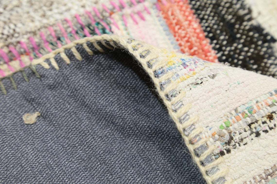 photo for sale 9.6x13.1 Turkish Vintage Kilim Flat Weave Boho Grey Area Rug, Oushak Kilim Hallway Gray Turkish Area Wool, Striped, White, Neutral Boho Chic