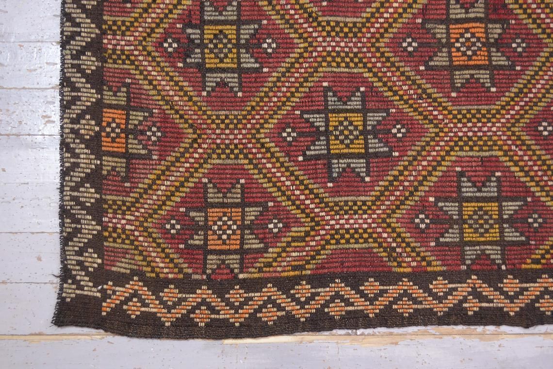 6x10 Kilim Turkish Vintage Rug, Flat Weave Anatolian Rug, Alfombra, Area Rug, Faded Red Orange Geometric Area 5.5x10.2 photo buy