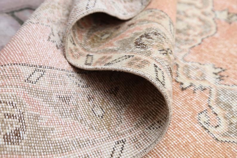 photo for sale 3.7x6.8, Turkish Rug, Wool Rug, Area Rug, Oushak Rug, Rugs, Anatolian Rug, Hand Knottted Rug, Traditional Rug, Designer Rug, Orange Rug, Rug