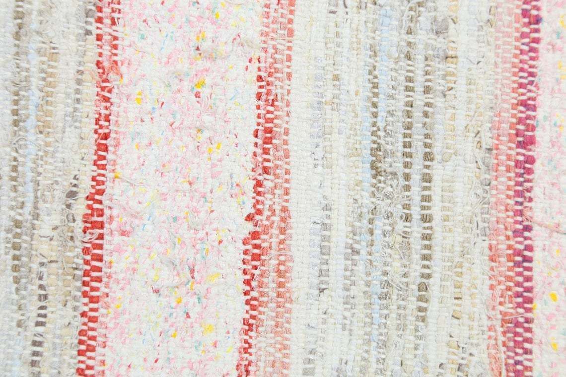 6.1x9.3, Turkish Kilim, Pastel Pink Turquoise Yellow Flatweave Vintage Rag Rug Neutral Handmade, Cotton Long Rug, Striped Pastel Natural photo vinterior