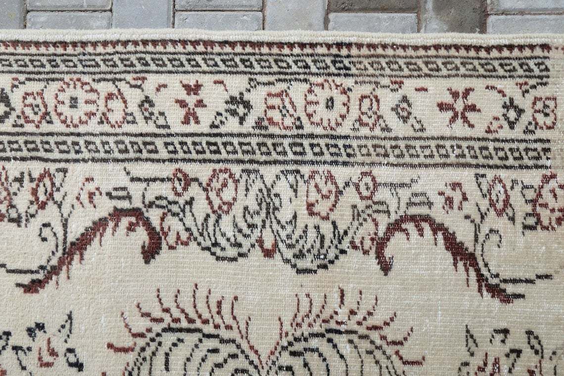 Turkish Rug, Vintage Rug, Oushak Rug, Floral Rug, Area Rug, Wool Rug, Room Decor, Living Room Rug, Turkey Rug, Handmade, Beige photo buy