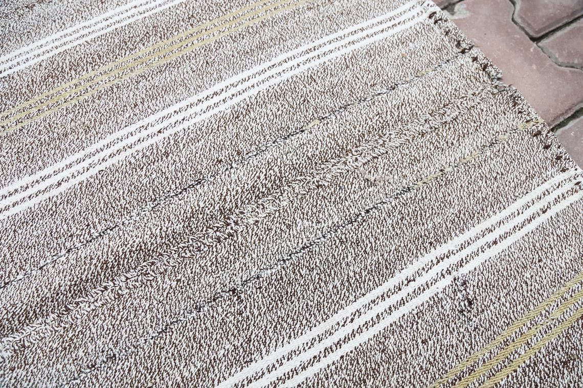 5.2x8.4, Flatweave Rug, Kilim, Area Rug, Flatweave, Turkish Gray Grey Handwoven Rug, Modern Striped Rug, Wool Rug, White Striped,Alfombra photo vintage