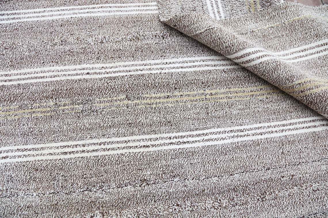 photo for sale 5.2x8.4, Flatweave Rug, Kilim, Area Rug, Flatweave, Turkish Gray Grey Handwoven Rug, Modern Striped Rug, Wool Rug, White Striped,Alfombra