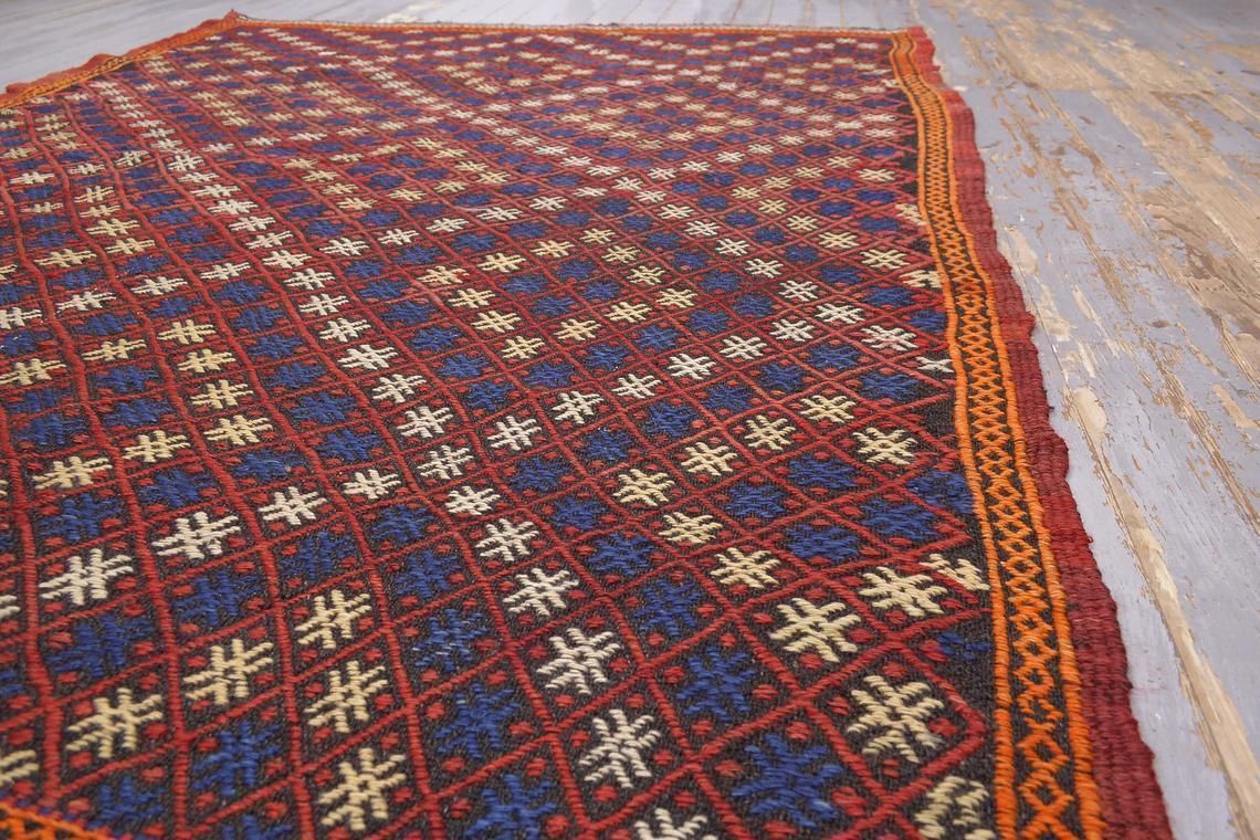 5.3x7, Turkish Flatweave Red And Blue Rug, Vintage Kilim, Oushak Kelim, Handmade, Area Rug, Farmhouse Decor, Turkish Rug, Diamond Hashtag # photo furniture