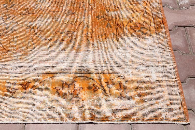 photo furniture 5x9 Turkish Orange Area Rug, Vintage Bohemian Living Room Rug, Home Decor, Rugs Carpet, Oushak Wool On Cotton Rug, Luxury Overdyed 5.2x8.9