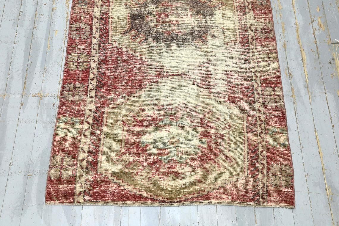Turkish Oushak Runner, Vintage Runner, Wool Rug, Home Decor, Farmhouse Decor, Rug Runner, Boho Rug, Runner Rug, Faded Red Rug photo Textiles
