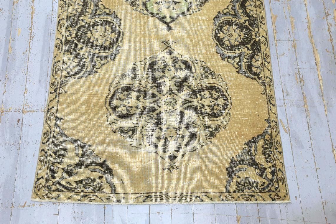 Hallway Turkish Runner, Oriental Vintage Faded Orange, Natural Beige, Wool, Handmade, Oushak Bohemian Runner, Wide Neutral Beige photo vintage
