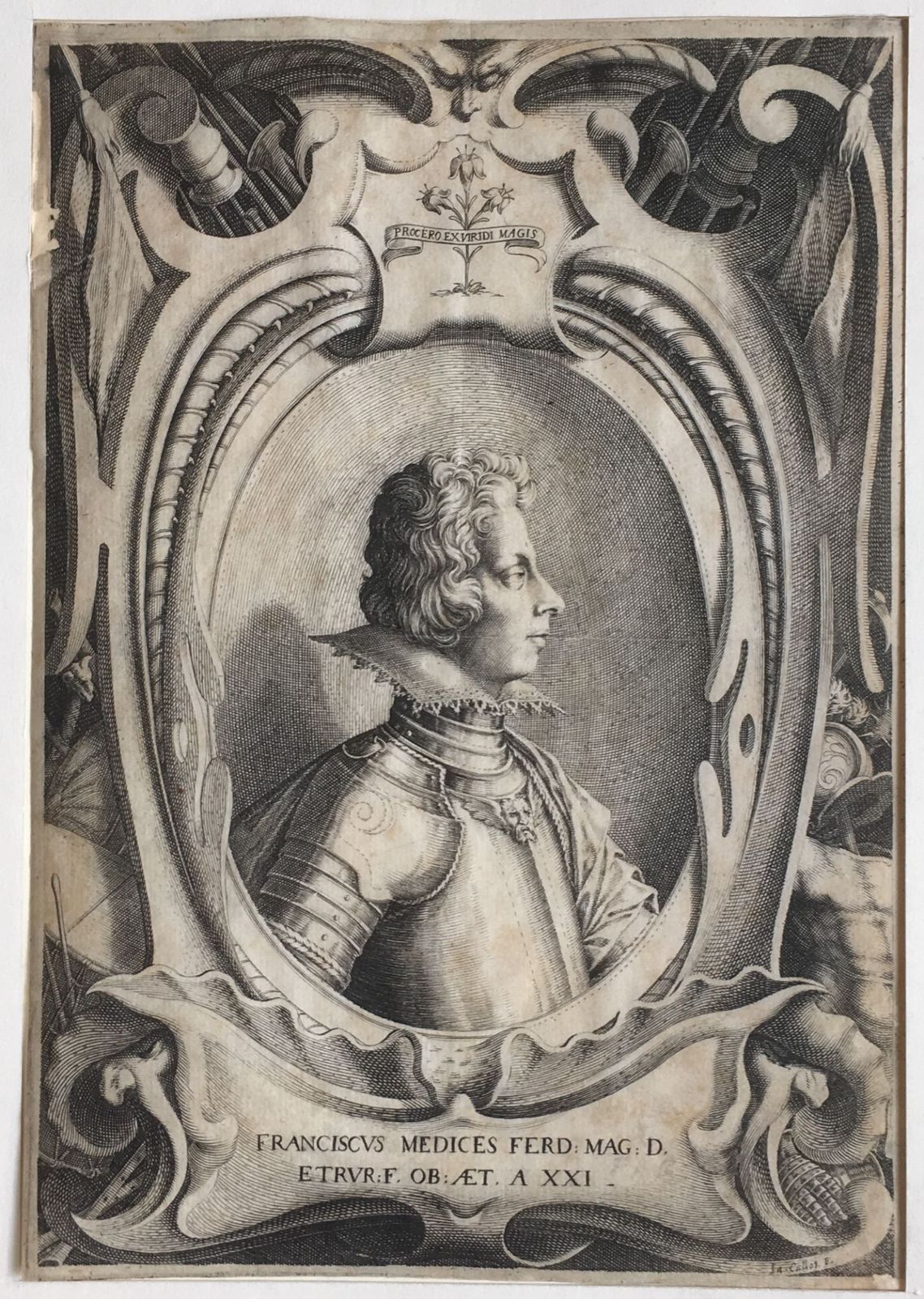 Callot Jacques (1592 1635)   Engraving   Portrait Of François De Medicis Ref Lieure 121