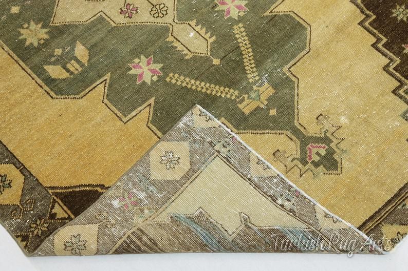 photo furniture 48x116 Ft, Hallway Runner, Wide, Turkish Runner, Vintage Runner, Wool, Handmade, Oushak Runner, Bohemian Runner, Red, Long Runner, Yellow