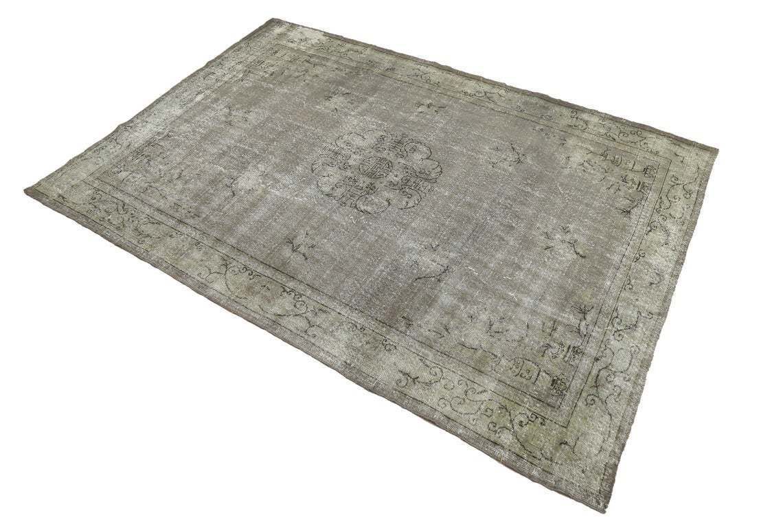 Antique Turkish Oushak Area Rug, Anatolian Handwoven Gray Beige Brown, Bohemian Wool Rug, Rugs, Boho Luxury Chic Distressed 6.9x10.2 photo furniture
