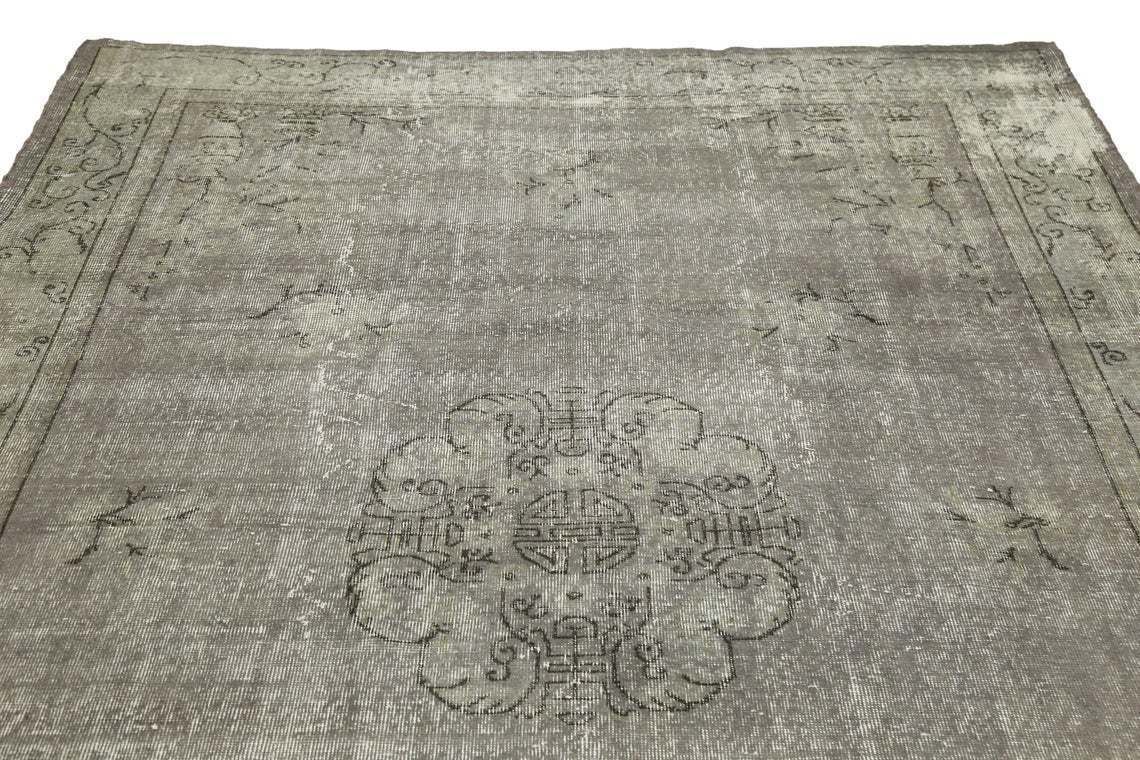 Antique Turkish Oushak Area Rug, Anatolian Handwoven Gray Beige Brown, Bohemian Wool Rug, Rugs, Boho Luxury Chic Distressed 6.9x10.2 photo Textiles