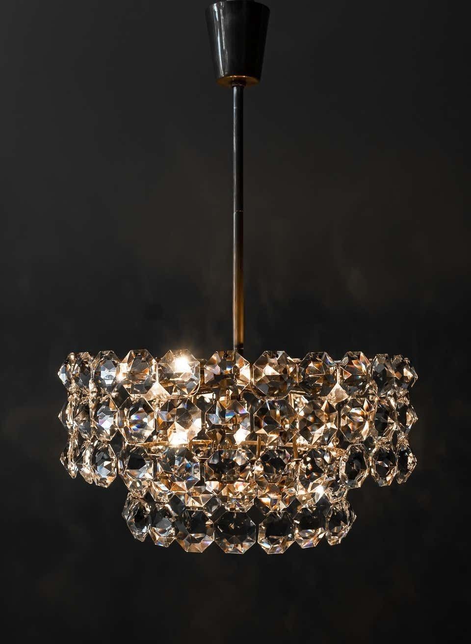 photo vintage Beautiful Crystal Chandelier By Bakalowits & Sons, Vienna, 1960s