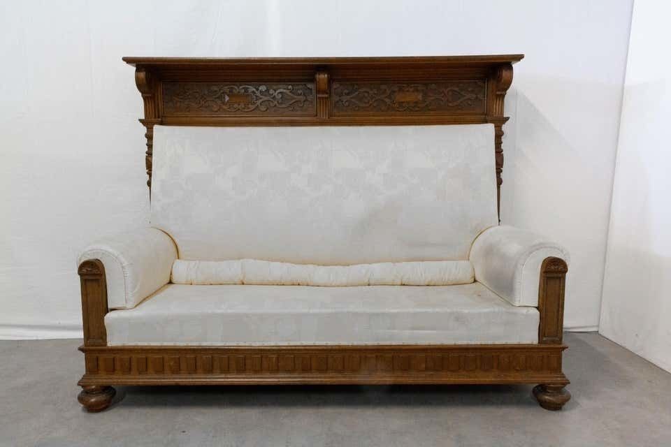 Banc provincial français en chêne à haut dossier, fin du XIXe siècle, vers 1890 photo furniture