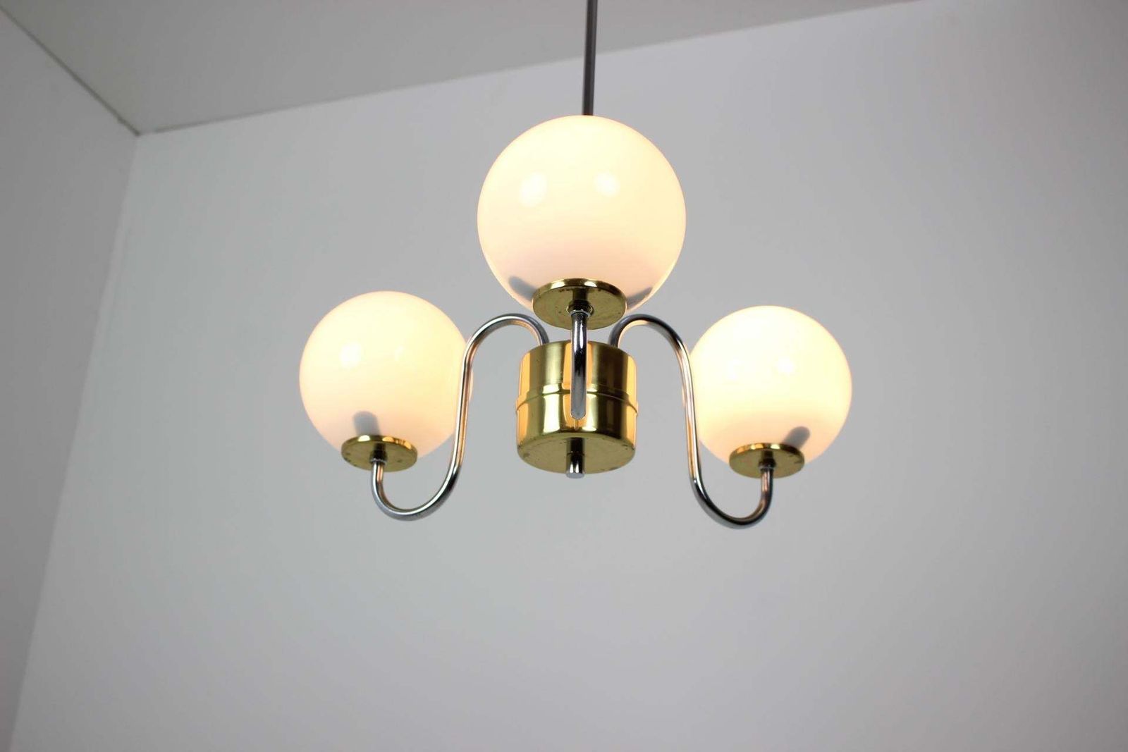 Mid Century Glass Chandelier/ Lidokov, 1960s. photo Lighting