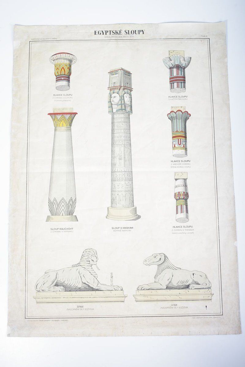 Schoolposter Van Een Egyptische Zuil, Jaren 1940