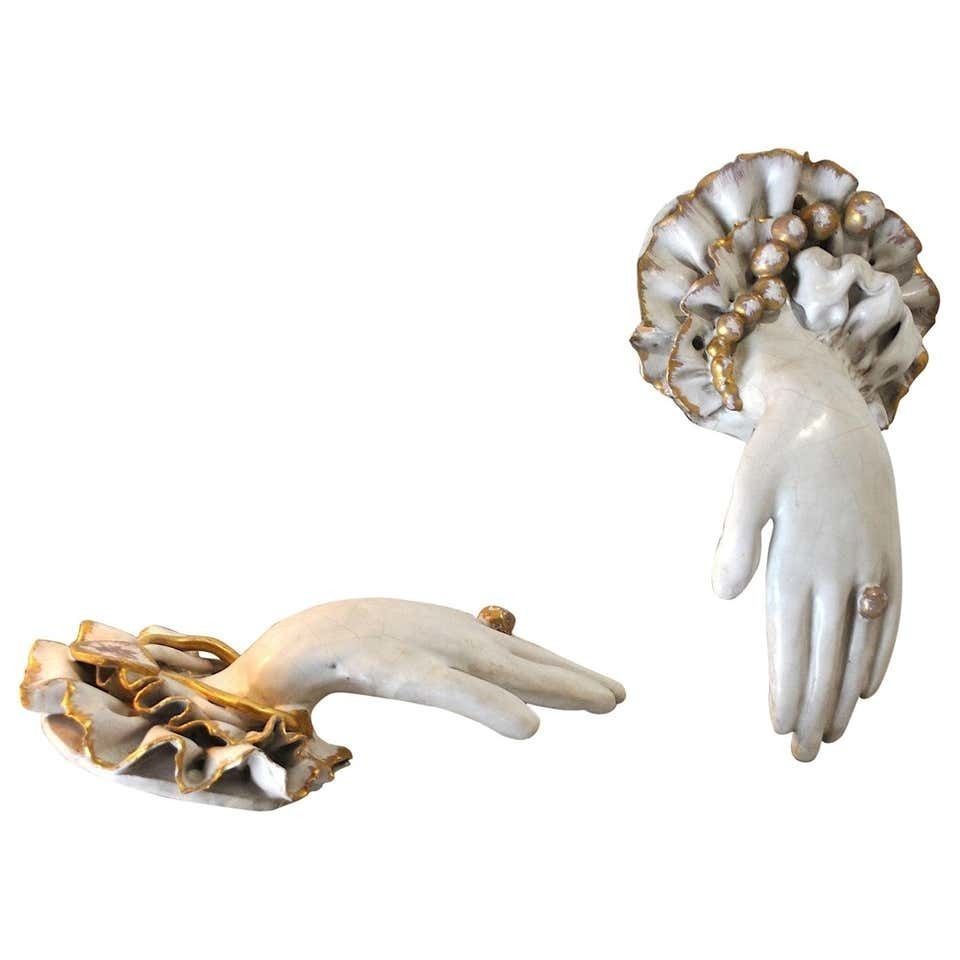 Pair Of Ceramic Hands 1920s In Art Deco photo furniture
