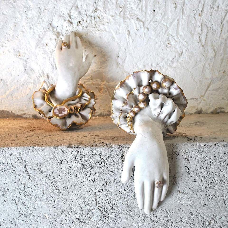 Pair Of Ceramic Hands 1920s In Art Deco photo vinterior