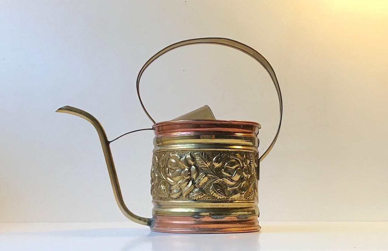 Antique English Watering Can In Copper And Brass