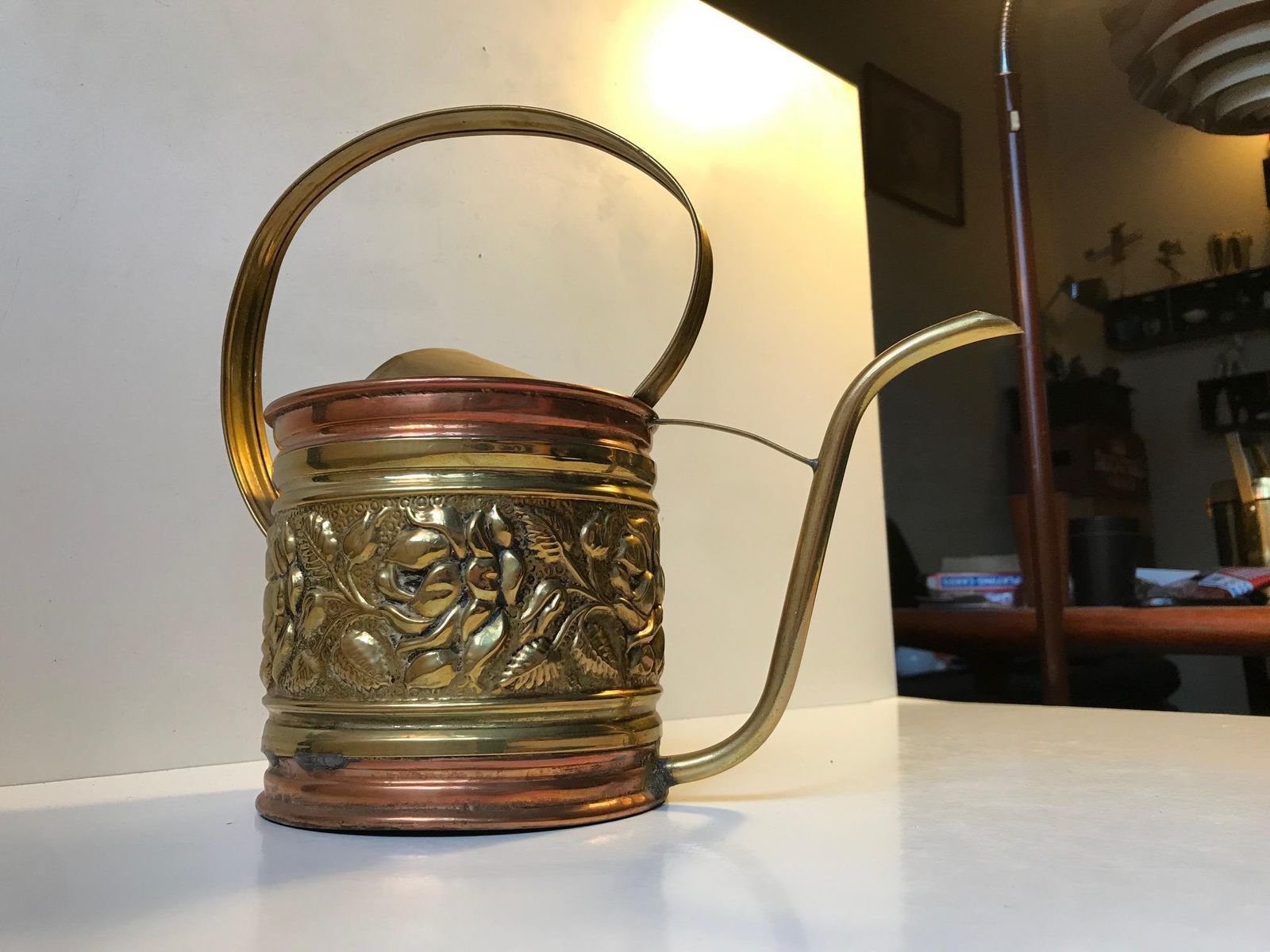 Antique English Watering Can In Copper And Brass photo furniture