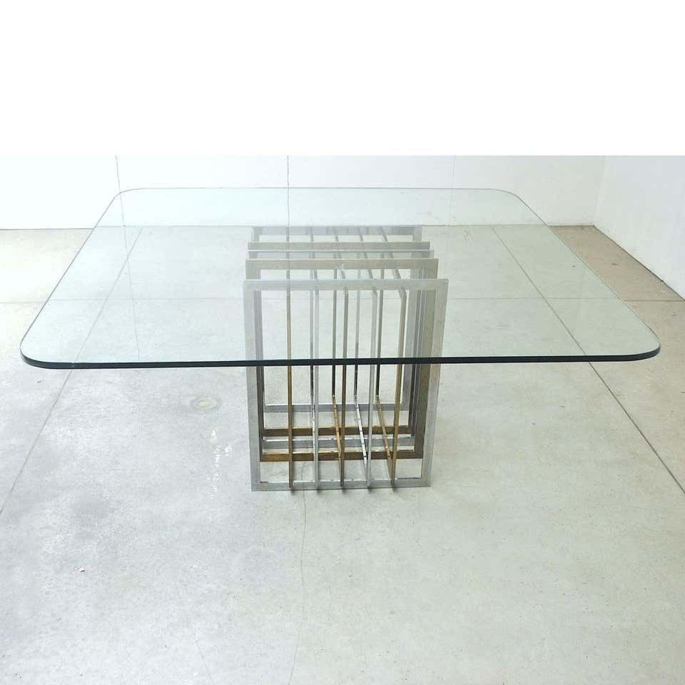 Pierre Cardin Midcentury 1970s Table In Brass Steel And Glass photo Furniture