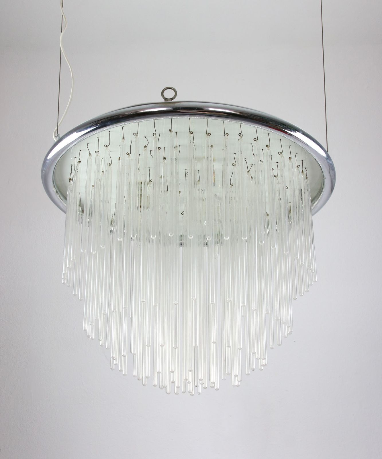 Minimalist Hand Blown Glass Chandelier, 1 Of 15, 1970s photo Lighting