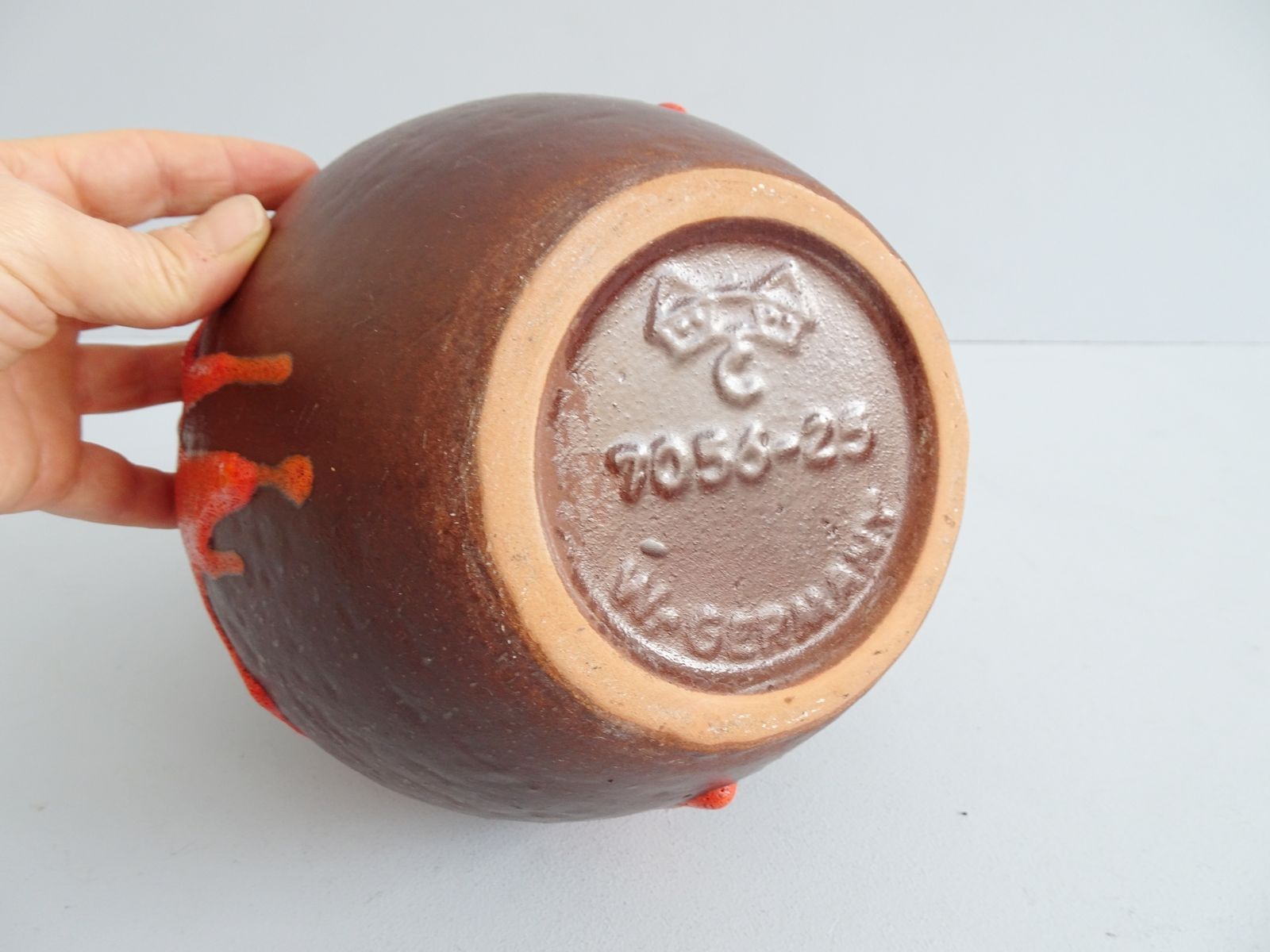 photo for sale Carstens Vase In Brown Orange, Mid Century Handle Vase, Carstens Tönnieshof Jug Vase