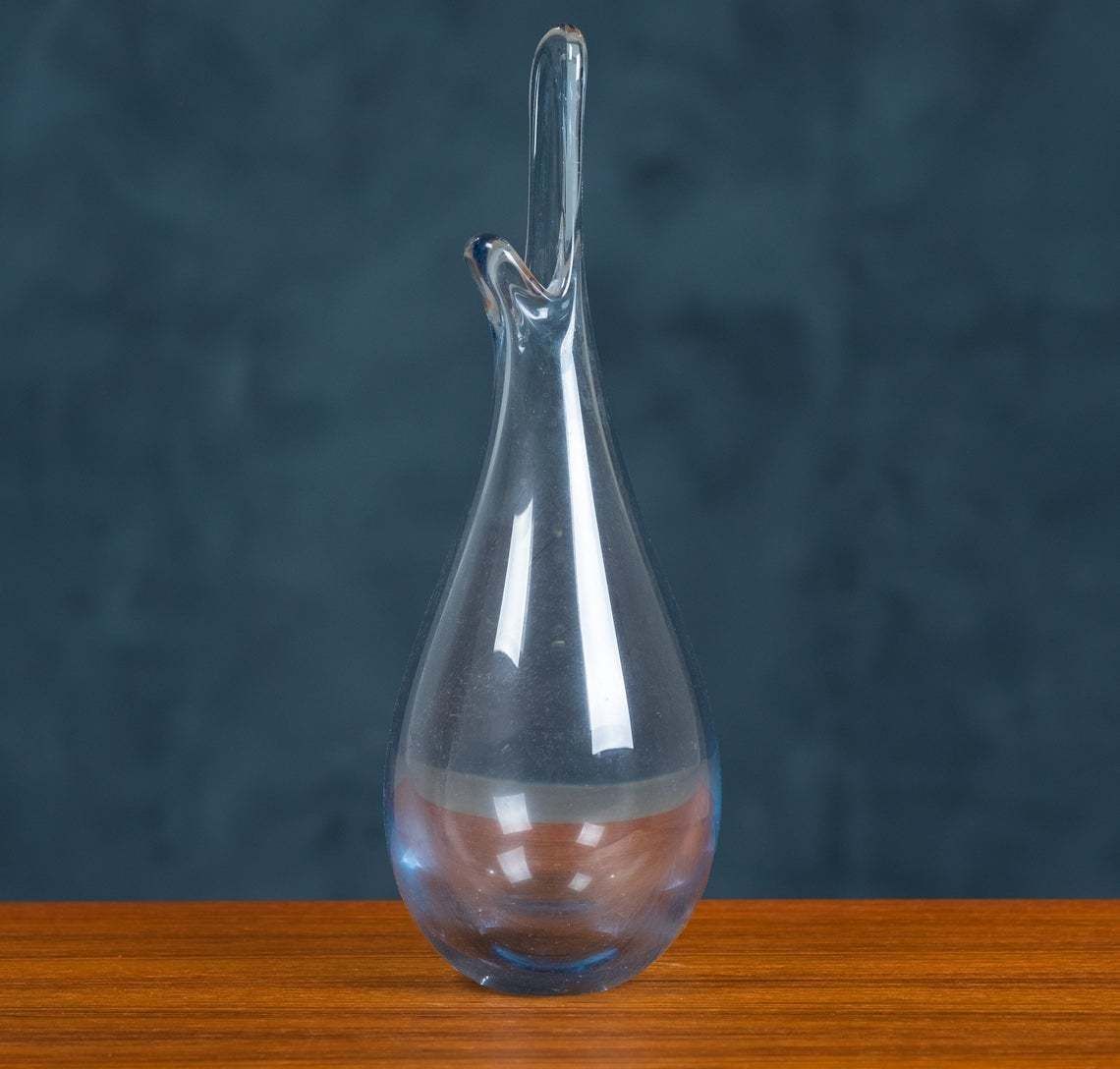 Mid Century Deense Blauwe Vaas Van Per Lütken Voor Holmegaard